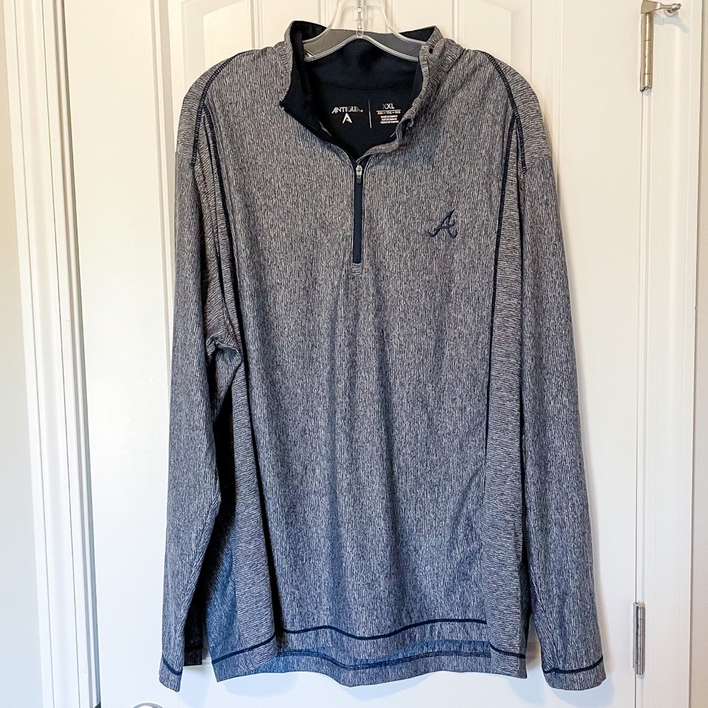 ⚡️Atlanta Braves Antigua navy blue pull over EUC